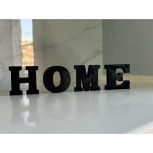 ديكور خشب بتصميم كلمة Home لون أسود أبعاد الحرف 7 *7 سم