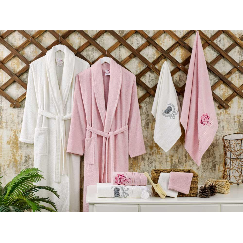 طقم روب حمام قطن 100% 10 قطع VALOR ECO POUDRA & CREAM