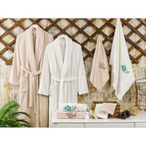 طقم روب حمام قطن 100% 10 قطع VALOR ECO CREAM & BEIGE