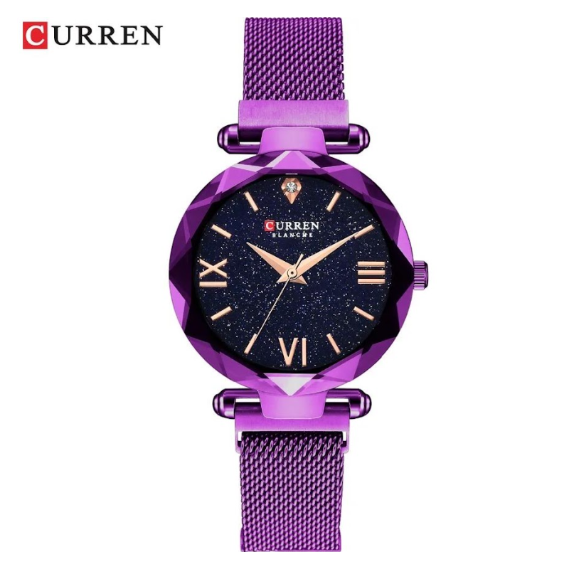 ساعة CURREN ستانلس ستيل ستاتي لون بنفسجي