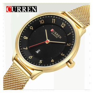 ساعة CURREN ستانلس ستيل ستاتي لون ذهبي ق اسود