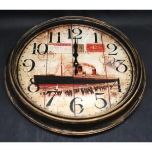 ساعة حائط سفينة موشحة ذهبي