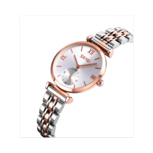 ساعة رجالية لون ذهبي وفضي من ماركة SKMEI