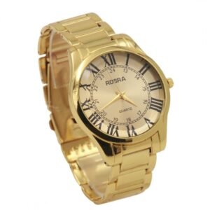 ساعة رياضية أنالوج كوارتز ميناء ذهبي للرجال لون ذهبي