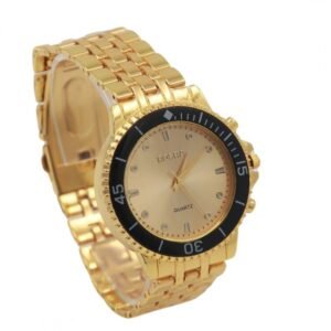 ساعة رياضية أنالوج كوارتز ميناء ذهبي للرجال لون ذهبي