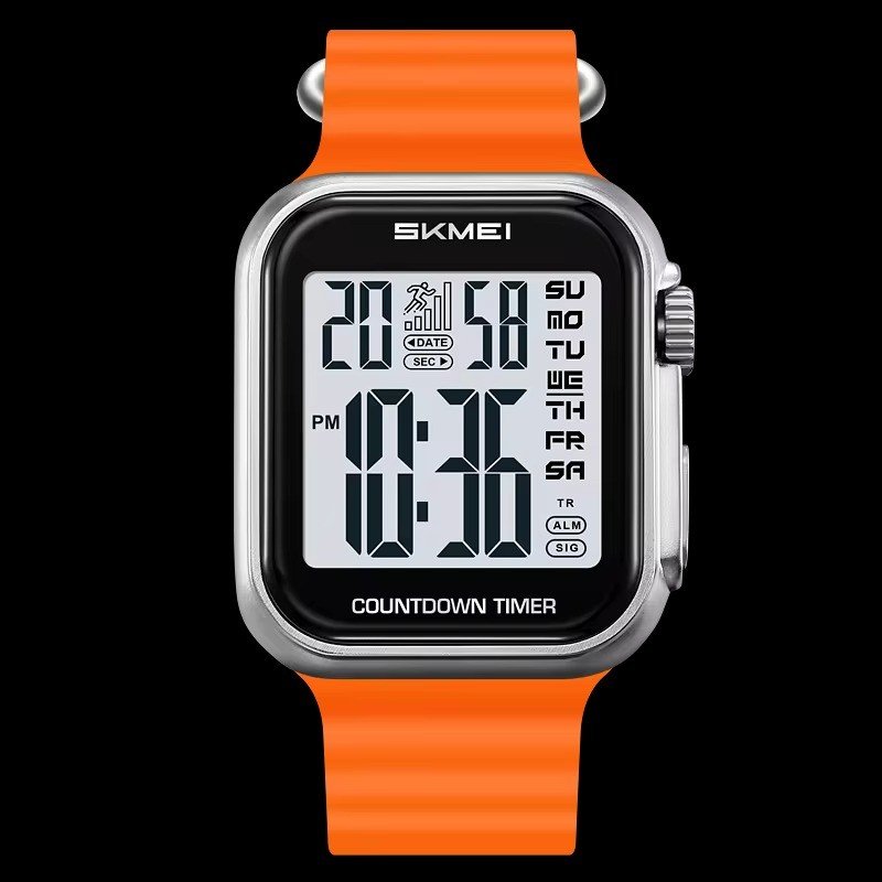 ساعة سكيمي رقمية سيليكون للسباحة لون برتقالي