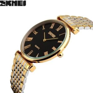 ساعة معدنية للرجال لون ذهبي و فضي من Skmei