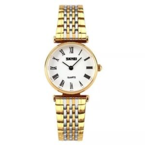 ساعة معدنية للرجال لون ذهبي وفضي من Skmei