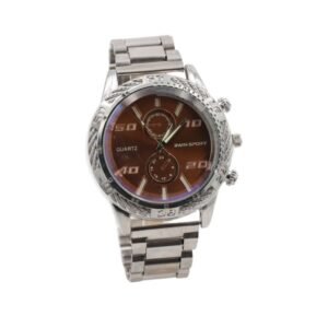 ساعة معدنية للرجال لون فضي