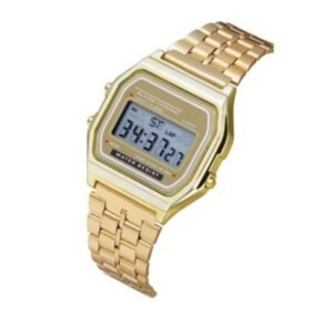 ساعة معدنية لون ذهبي كلاسيك للجنسين