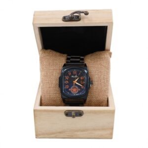 ساعة معدنية مربعة الشكل خلفية سوداء Aaimow للرجال لون أسود