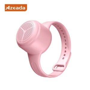 ساعة مُكبر صوت بتصميم ساعة يد لون زهري