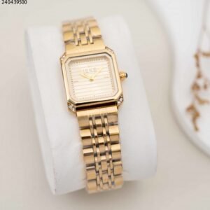 ساعة نسائية دائرية لون فضي و اسود