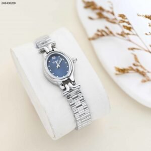 ساعة نسائية دائرية مع حزام معدني لون ذهبي