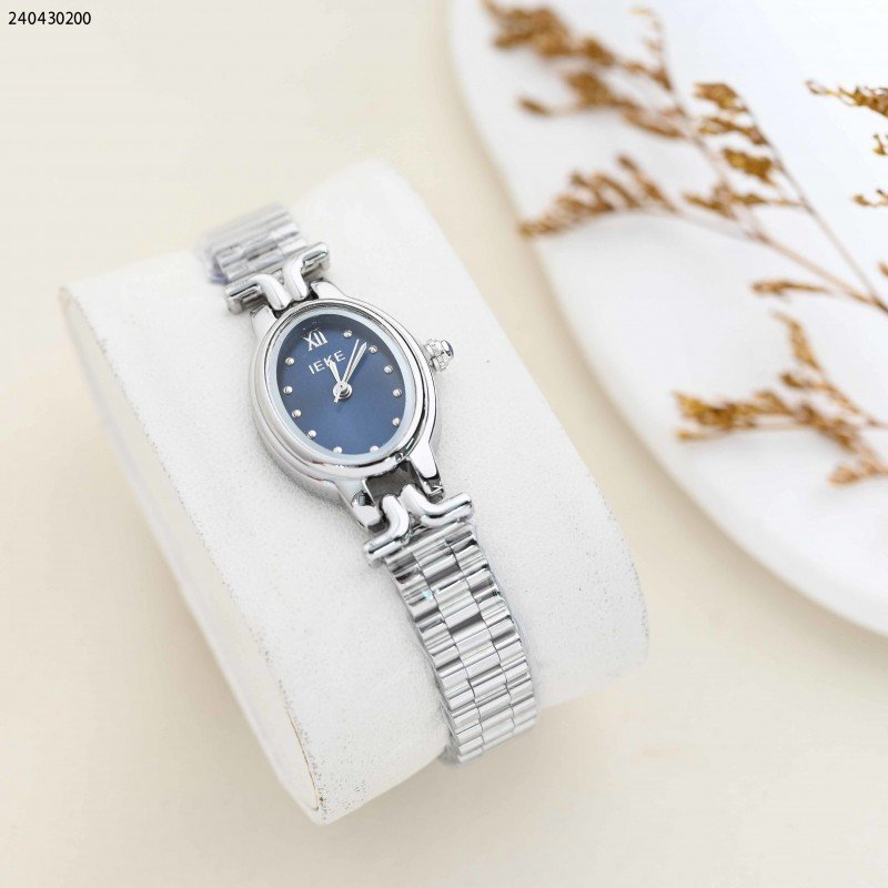 ساعة نسائية دائرية مع حزام معدني لون ذهبي