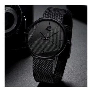 ساعة يد رجالية كوارتز  انيقة - حزام شبكي لون أسود ماركة DIJANES