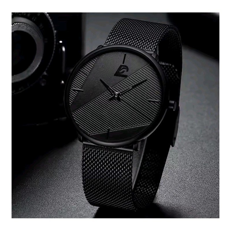 ساعة يد رجالية كوارتز  انيقة - حزام شبكي لون أسود ماركة DIJANES