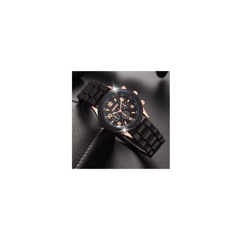 ساعة يد كوارتز أنيقة للصبايا حزام سيليكون لون أسود