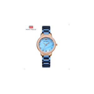 ساعة يد كوارتز ستانلس من MINI FOCUS للنساء لون أزرق