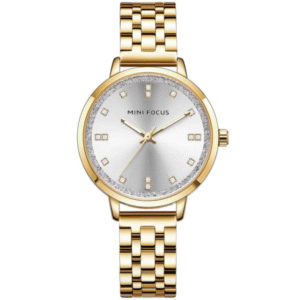 ساعة يد كوارتز ستانلس من MINI FOCUS للنساء لون ذهبي