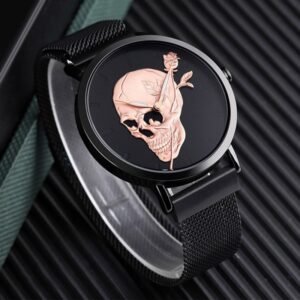 ساعة يد معدنية للرجال لون أسود من Skmei