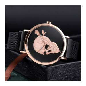 ساعة يد معدنية للرجال لون أسود وذهبي من Skmei