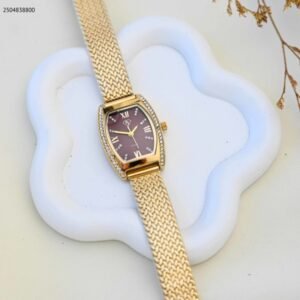 ساعة يد نسائية أنيقة لون ذهبي واحمر