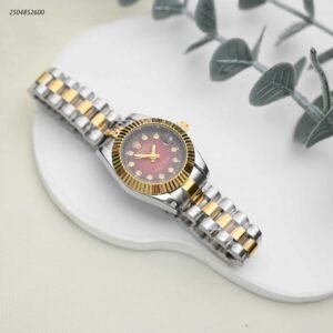 ساعة يد نسائية لون ذهبي وفضي