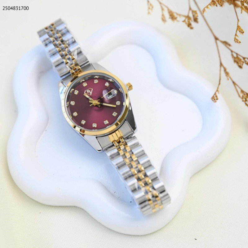 ساعة يد نسائية أنيقة لون فضي و ذهبي