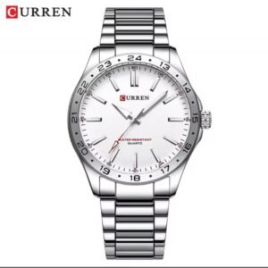 ساعه CURREN رجالي لون فضي قاعده بيضاء