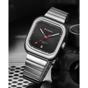 ساعه CURREN رجالي - مربع لون فضي - مربع