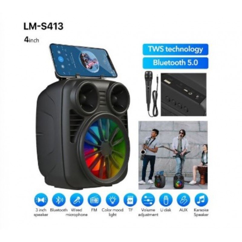سبيكر محمول LM-S413 بتقنية البلوتوث لون أسود - Image 5