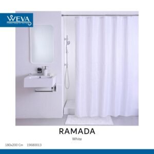 ستارة حمام موديل رمادا لون أبيض 180×200 سم