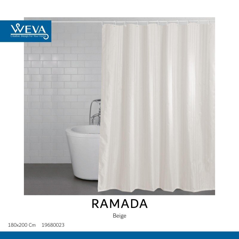 ستارة حمام موديل رمادا لون بيج 180×200 سم