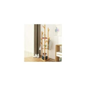 ستاند مثلث للكورنر خشب بامبو مع علاقات للملابس