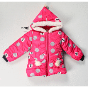 سترة مبطنة فرو للأطفال لون فوشي وتصميم دوائر من Sami Boutique