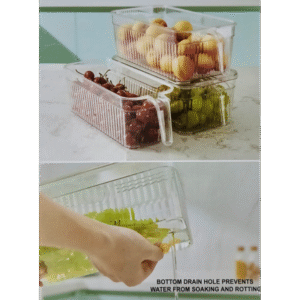 سلة ثلاجة بلاستيك شفاف مع غطاء مقاس 28×15 سم