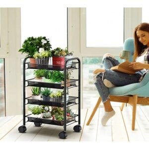 سلة خضار معدن أسود 4 طبقات