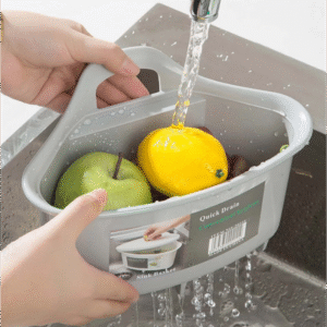 سلة زاوية مجلى بلاستيك لون رمادي