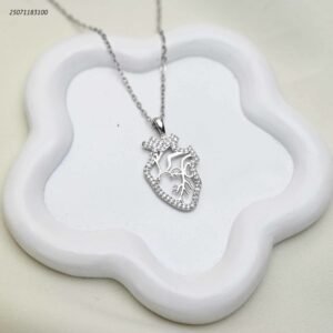 سلسال أنيق شكل قلب مع اطار زركون لون فضي