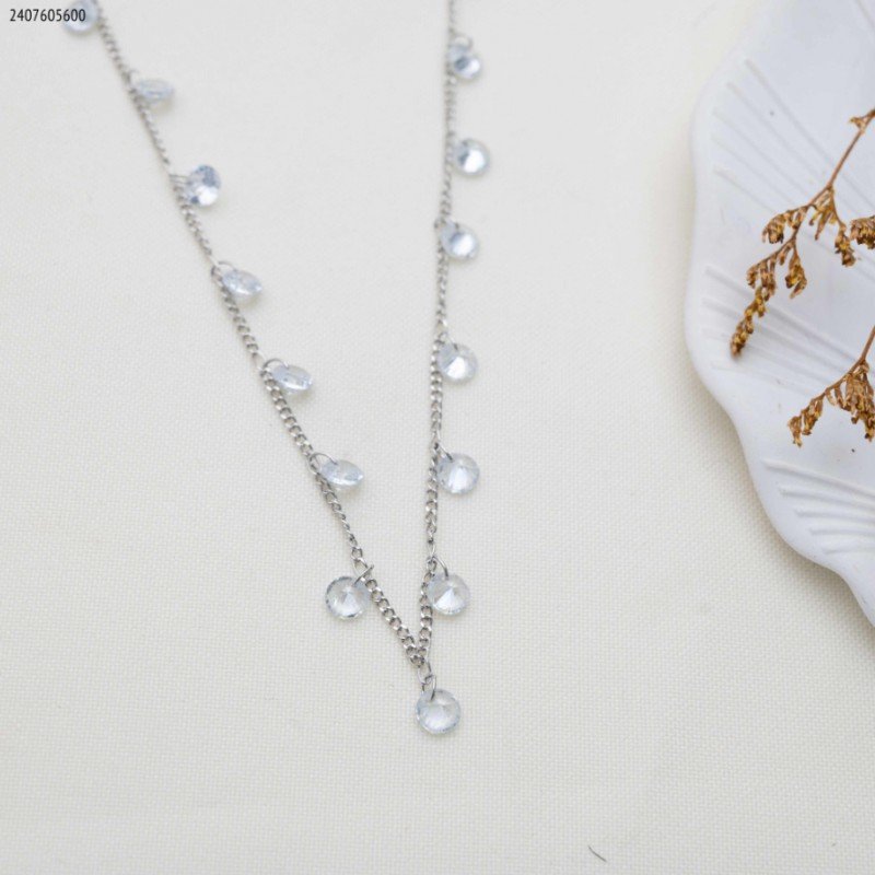 سلسال احجار زركون مشكل لون فضي