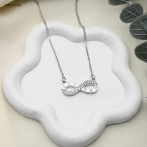 سلسال انفنتي نص زركون و نص سادة لون فضي