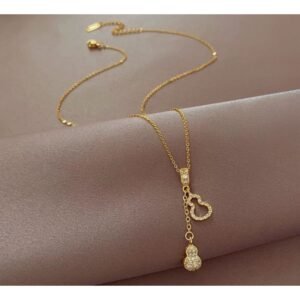 سلسال بتصميم إجاصة مع زركون أبيض لون ذهبي
