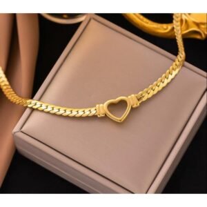 سلسال جنزير ذهبي بتصميم قلب