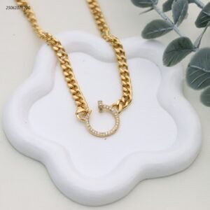 سلسال جنزير شكل مسمار دائري لون ذهبي