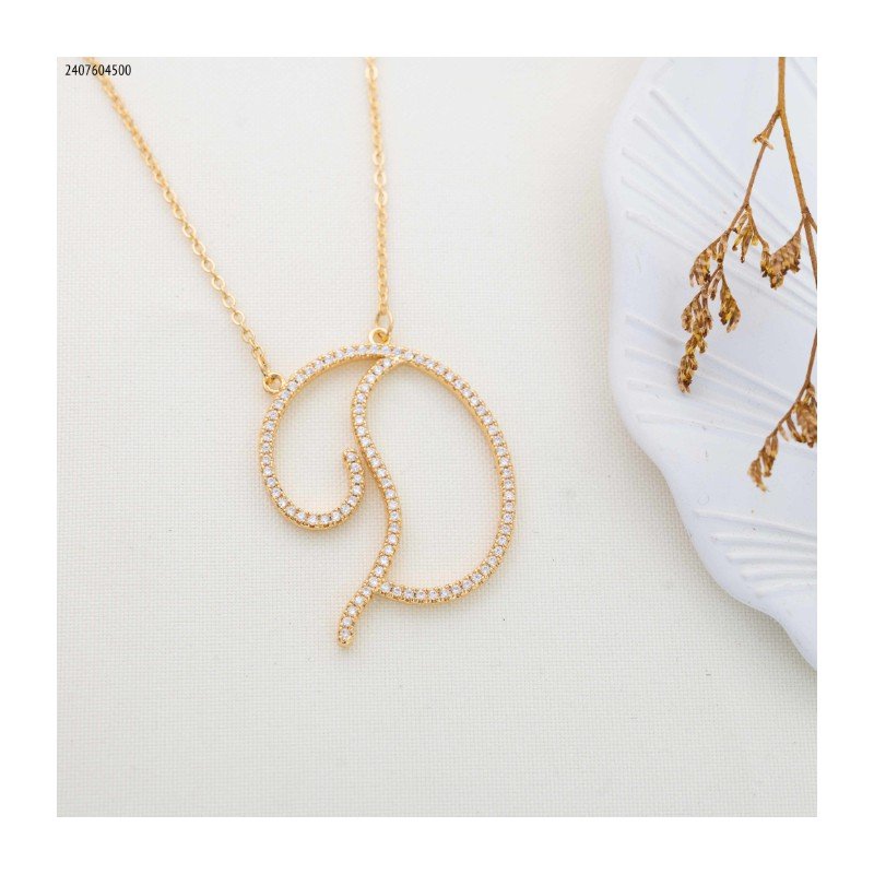 سلسال حرف D زركون لون ذهبي