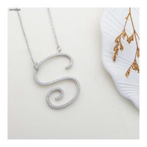 سلسال حرف s زركون لون فضي