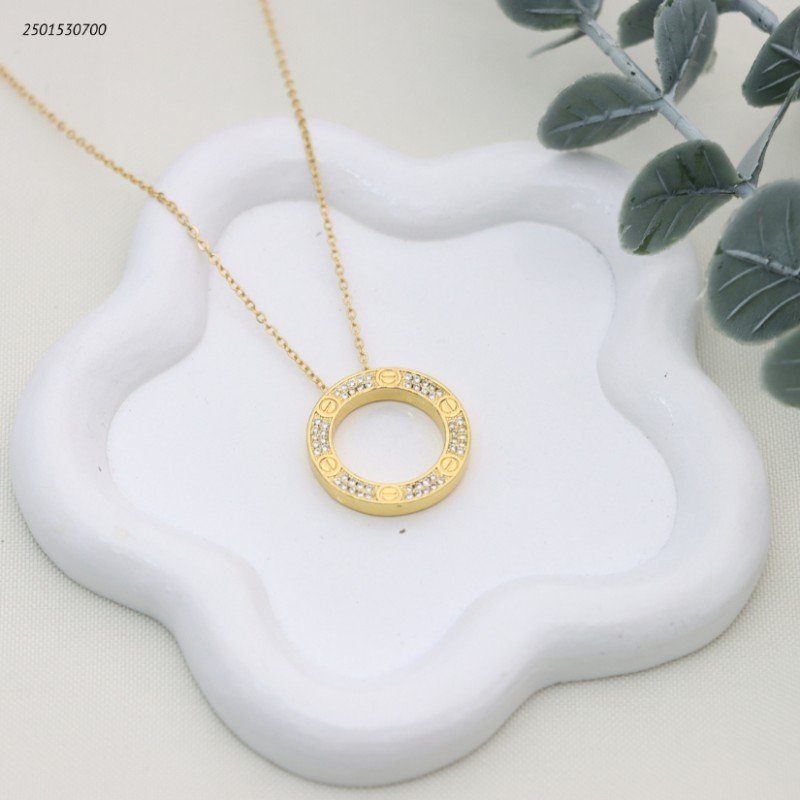 سلسال دائري ماركة مع زركون لون ذهبي