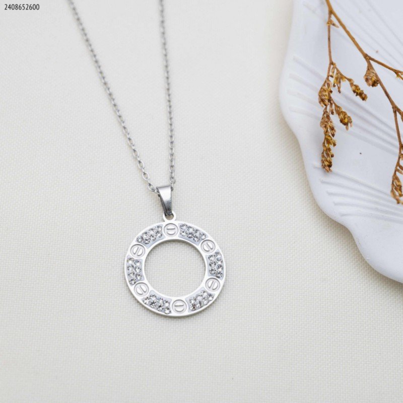 سلسال دائري مع زركون لون فضي