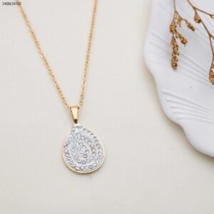 سلسال دمعة زركون أبيض لون ذهبي